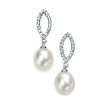White Freshwater Pearl CZs Earrings